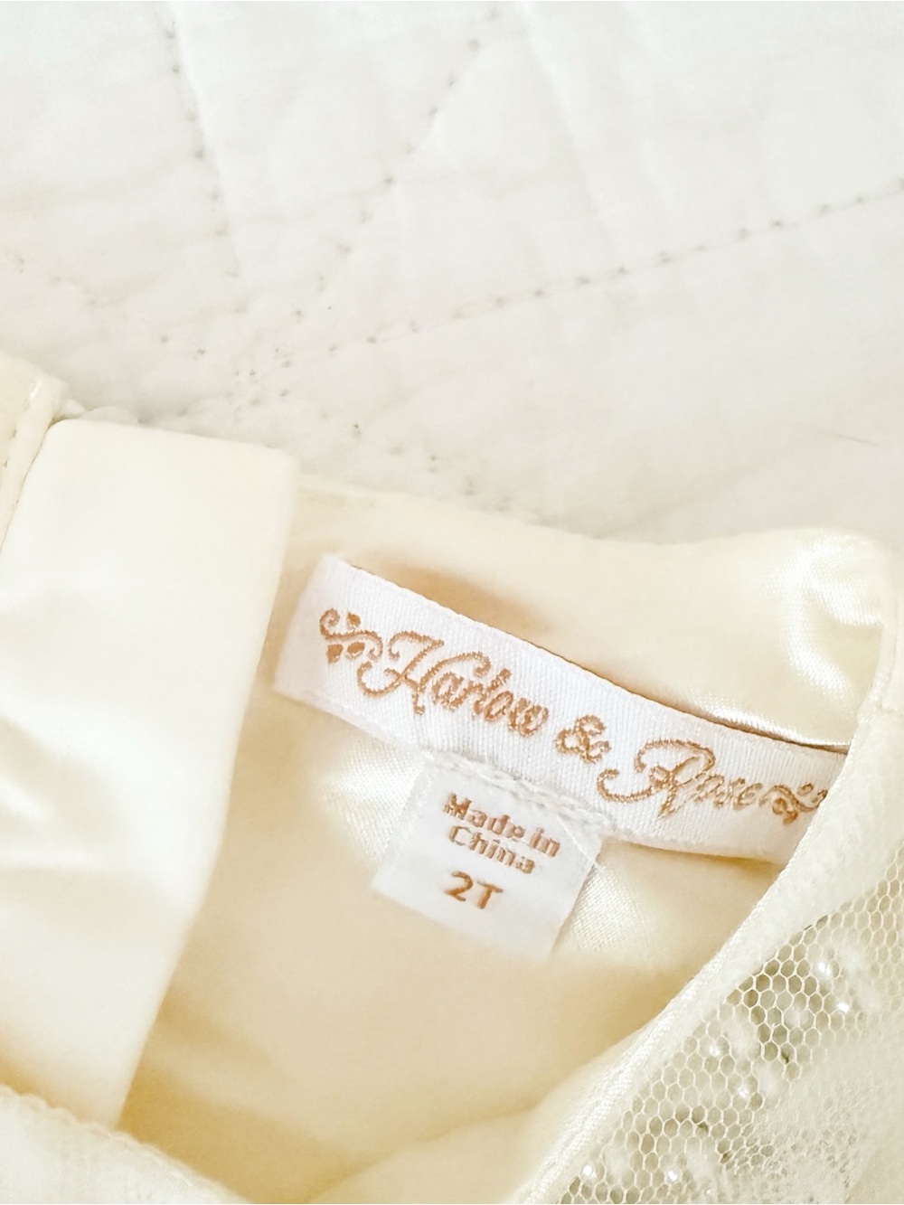 New Harlow & Rose Kids 2T Girls Pearl Embellished Cream Dress NWOT - Picture 2 of 4
